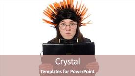  Presentation with funny - Slide deck with mohicans - funny businesswoman in business concept background and a  colored foreground