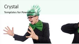  Presentation with old wite man and his music - Slide deck featuring mohicans - funny man with mohawk hairstyle background and a soft green colored foreground