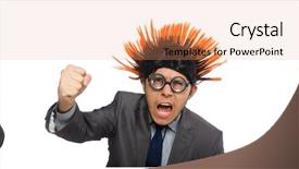  Presentation with funny - Beautiful PPT theme featuring mohicans - funny man with mohawk hairstyle backdrop and a coral colored foreground