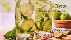  Presentation with alcohol - Presentation theme consisting of alcohol cocktail and ice cubes background and a yellow colored foreground