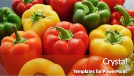  Presentation with water drops - Beautiful theme featuring moist - above of wet bell peppers backdrop and a crimson colored foreground