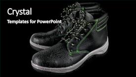  Presentation with boot camp boots - Amazing theme having moist modern working boots isolated backdrop and a  colored foreground
