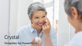  Presentation with aging skin - PPT theme featuring little jar of skin cream background and a lemonade colored foreground