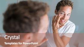  Presentation with aging skin - Audience pleasing presentation theme consisting of moisturizing - man putting skincare facial treatment backdrop and a coral colored foreground