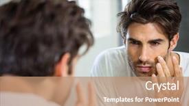  Presentation with mirror reflection - Slide deck featuring moisturizing - reflection of young man background and a coral colored foreground