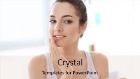  Presentation with lip balm - Beautiful slide deck featuring moisturizing - woman applying hygienic lip balm backdrop and a coral colored foreground