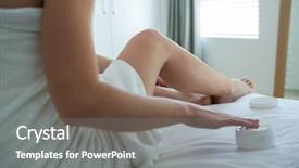  Presentation with cream - Cool new presentation theme with moisturizing - woman applying moisturizer cream backdrop and a tawny brown colored foreground