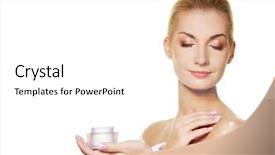  Presentation with woman body - Colorful PPT layouts enhanced with moisturizer cream on her body backdrop and a white colored foreground
