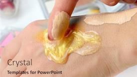  Presentation with cosmetic - Slide set enhanced with moisturizing-cream-and-cosmetic-products background and a coral colored foreground