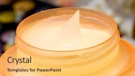  Presentation with cosmetic - Colorful theme enhanced with natural cosmetics - moisturizing cream and cosmetic products backdrop and a yellow colored foreground