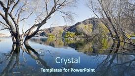  Presentation with cottonwood trees - Beautiful presentation theme featuring mojave-desert-cottonwood-trees backdrop and a ocean colored foreground