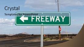  Presentation with freeway - Theme featuring mojave desert freeway arrow sign background and a light blue colored foreground