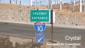  Presentation with interstate freeway - Colorful slide set enhanced with mojave desert interstate freeway sign backdrop and a  colored foreground