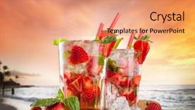 Presentation with served - Cool new PPT theme with mojito cocktail - exotic summer drinks served backdrop and a coral colored foreground