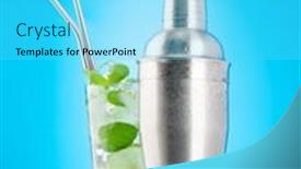  Presentation with cocktail - Theme featuring mojito-cocktail-and-cocktail-shaker background and a cyan colored foreground
