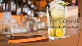  Presentation with cocktail bar - Beautiful slides featuring mojito cocktail and menu on counter of bar backdrop and a coral colored foreground