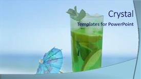  Presentation with sea glass - Slide deck featuring beach mat - mojito cocktail in the highball background and a light blue colored foreground