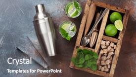  Presentation with cocktail bar - Slide deck enhanced with mojito cocktail ingredients and bar background and a tawny brown colored foreground