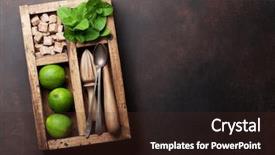  Presentation with cocktail bar - PPT theme enhanced with mojito cocktail ingredients and bar background and a wine colored foreground