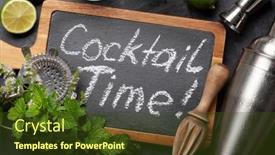  Presentation with utensils - Presentation design consisting of mojito-cocktail-ingredients-and-drinks background and a tawny brown colored foreground