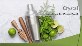  Presentation with utensils - PPT theme with mojito-cocktail-ingredients-and-drinks background and a white colored foreground