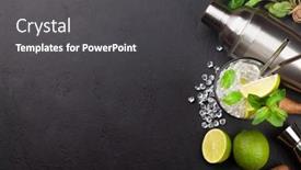  Presentation with cocktail - PPT theme having mojito-cocktail-making-ingredients background and a dark gray colored foreground