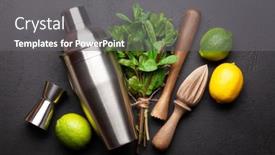  Presentation with utensils - Colorful PPT layouts enhanced with mojito-cocktail-making-ingredients backdrop and a gray colored foreground