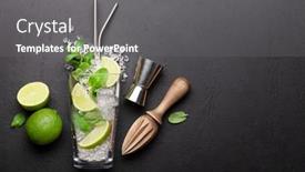  Presentation with utensils - PPT layouts featuring mojito-cocktail-making-ingredients background and a gray colored foreground