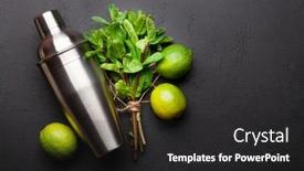  Presentation with cocktail - PPT theme with mojito-cocktail-making-ingredients background and a dark gray colored foreground
