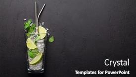  Presentation with cocktail - PPT theme enhanced with mojito-cocktail-making-ingredients background and a dark gray colored foreground