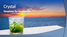  Presentation with sunset beach - Slide deck consisting of mojito cocktail on a sunset background and a ocean colored foreground