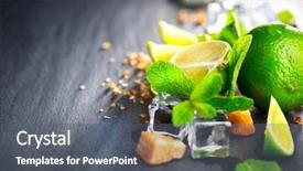  Presentation with rum - Audience pleasing PPT layouts consisting of mojito cocktail on a table in summer bar alcohol cocktails with rum lime mint ice cubes and brown sugar closeup party drink isolated on black background selective focus backdrop and a gray colored foreground