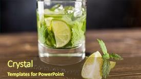  Presentation with cocktail - Colorful PPT theme enhanced with mojito cocktail on dark background backdrop and a tawny brown colored foreground