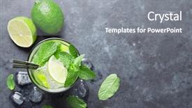  Presentation with dark space - Presentation theme consisting of mojito cocktail on dark stone background and a gray colored foreground
