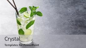  Presentation with dark space - PPT theme having mojito cocktail on dark stone background and a light gray colored foreground