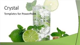  Presentation with cocktail black and white - Cool new PPT theme with mojito cocktail on white background backdrop and a  colored foreground