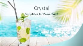  Presentation with palm leaves - Presentation theme having mojito-cocktail-on-wooden-table background and a cool aqua colored foreground