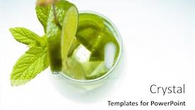  Presentation with cocktail - Beautiful PPT theme featuring mojito-cocktail-shallof-depth backdrop and a  colored foreground