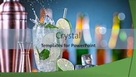  Presentation with cocktail bar - Colorful PPT layouts enhanced with mojito-cocktail-splashing backdrop and a light blue colored foreground