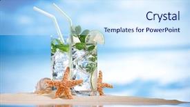  Presentation with rum - Presentation theme having mojito cocktail with ice rum background and a sky blue colored foreground