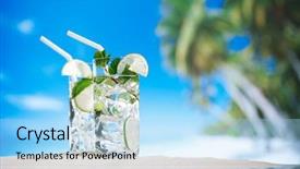  Presentation with blue mint - Amazing theme having mojito cocktail with ice rum backdrop and a  colored foreground
