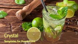  Presentation with energry drink - Presentation theme enhanced with mojito drink served on wooden background and a tawny brown colored foreground