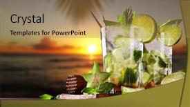  Presentation with blur - Beautiful PPT theme featuring mojito drinks on wood backdrop and a coral colored foreground