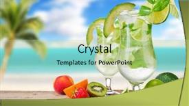  Presentation with blur - PPT theme enhanced with mojito drinks with blur beach background and a  colored foreground