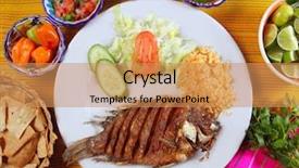  Presentation with nachos - Colorful theme enhanced with mojo - fried mojarra tilapia fish mexico backdrop and a coral colored foreground