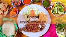  Presentation with nachos - Theme with mojo - fried mojarra tilapia fish mexico background and a coral colored foreground
