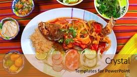  Presentation with grouper - Presentation having mojo - veracruzana style grouper fish mexican background and a gold colored foreground