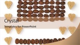  Presentation with ingredients brown sugar coffee beans - Colorful PPT theme enhanced with molasses - geometric roasted coffee beans pattern backdrop and a coral colored foreground