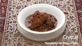  Presentation with chicken - Colorful presentation enhanced with molasses - khoresht fesenjan ba morgh chicken backdrop and a violet colored foreground