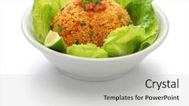  Presentation with food white layout - PPT theme consisting of molasses - kisir bulgur wheat salad turkish background and a light gray colored foreground